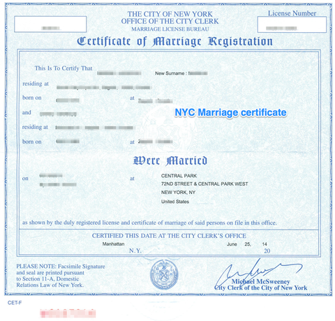 marriage certificate